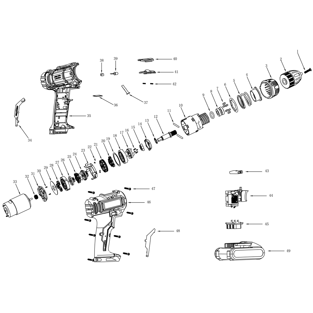 Дрель - шуруповерт, 2 АКБ ДА-14.4-2-Ли КНМ1